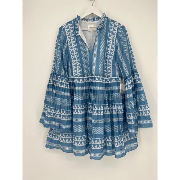 TUCKERNUCK Hyacinth House Blue & White Bell Sleeved Blaine Mini Dress NWT XXL - Picture 8 of 10
